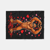 Funny Valentines Day Bigfoot Heart Sungles Sasquat フリースブランケット (正面(横))
