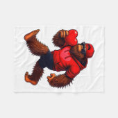 Funny Valentines Day Bigfoot Heart Sungles Sasquat フリースブランケット (正面(横))