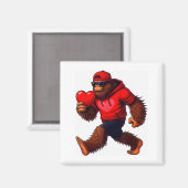 Funny Valentines Day Bigfoot Heart Sungles Sasquat マグネット (正面/裏面)