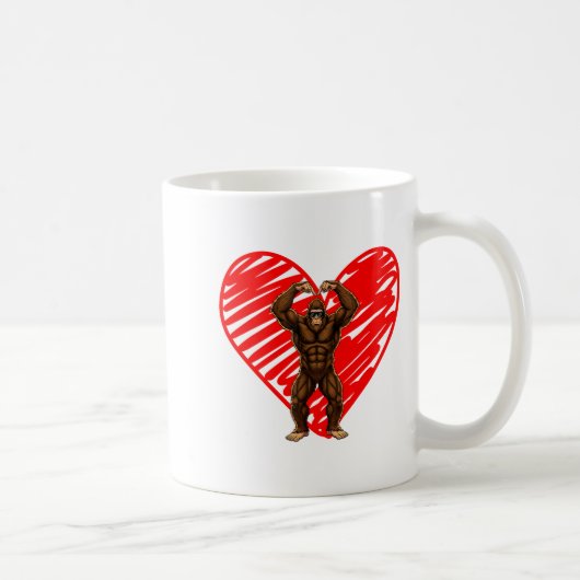 Funny Valentines Day Bigfoot Sungles In Heart Sasq コーヒーマグカップ (右)