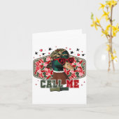 Funny Valentine's Day Boy Duck Hunting Call Me Tod カード (黄色い花)