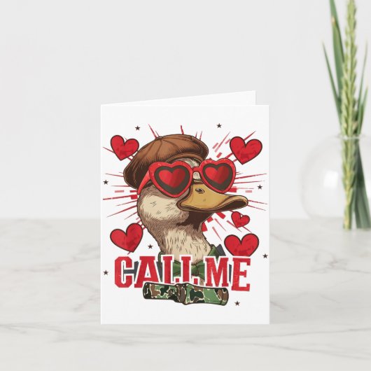 Funny Valentine's Day Boy Duck Hunting Call Me Tod カード (正面)