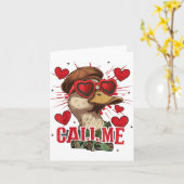 Funny Valentine's Day Boy Duck Hunting Call Me Tod カード (黄色い花)