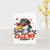 Funny Valentine's Day Boy Duck Hunting Call Me Tod カード (黄色い花)