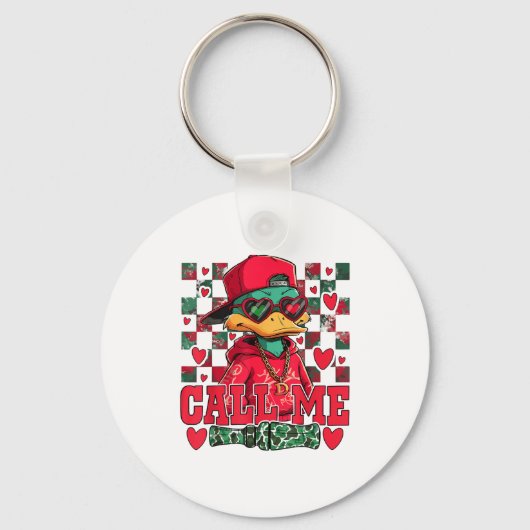 Funny Valentine's Day Boy Duck Hunting Call Me Tod キーホルダー (正面)