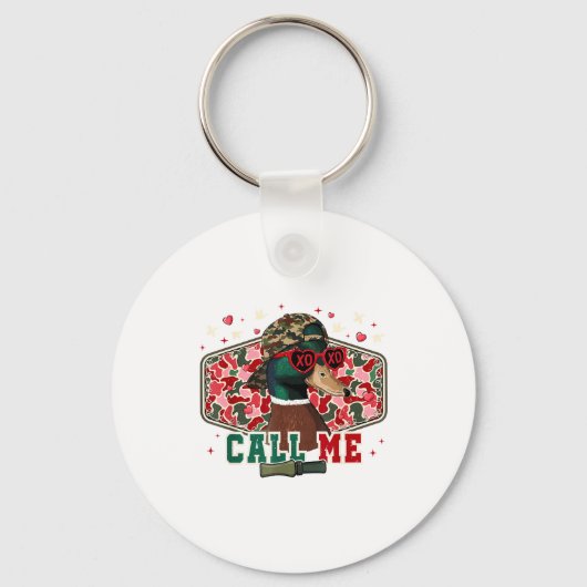 Funny Valentine's Day Boy Duck Hunting Call Me Tod キーホルダー (正面)
