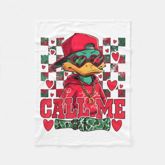 Funny Valentine's Day Boy Duck Hunting Call Me Tod フリースブランケット (正面)