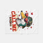 Funny Valentine's Day Boy Duck Hunting Call Me Tod フリースブランケット (正面(横))