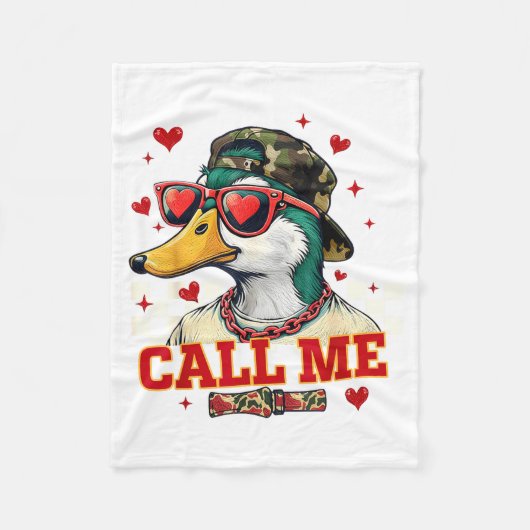 Funny Valentine's Day Boy Duck Hunting Call Me Tod フリースブランケット (正面)