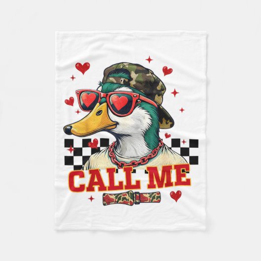 Funny Valentine's Day Boy Duck Hunting Call Me Tod フリースブランケット (正面)