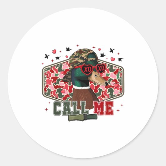 Funny Valentine's Day Boy Duck Hunting Call Me Tod ラウンドシール (正面)