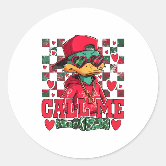 Funny Valentine's Day Boy Duck Hunting Call Me Tod ラウンドシール (正面)