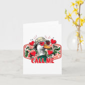Funny Valentines Day Call Me Duck Hunting Men Wome カード (黄色い花)