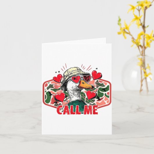 Funny Valentines Day Call Me Duck Hunting Men Wome カード (黄色い花)