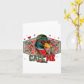 Funny Valentines Day Call Me Duck Hunting Men Wome カード (黄色い花)