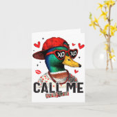 Funny Valentines Day Call Me Duck Hunting Men Wome カード (黄色い花)
