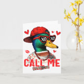 Funny Valentines Day Call Me Duck Hunting Men Wome カード (黄色い花)