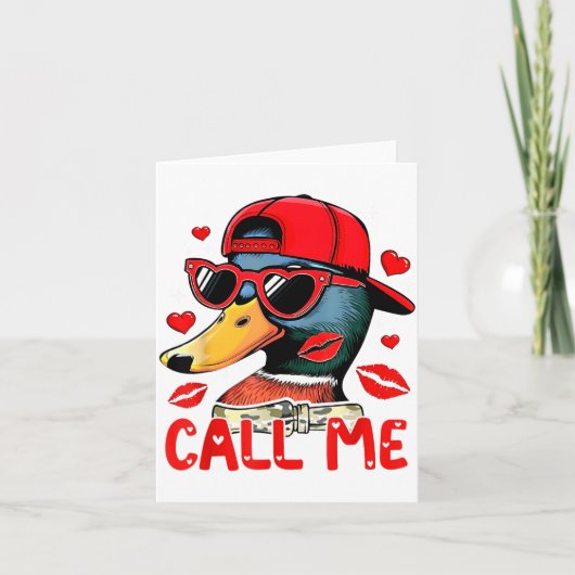 Funny Valentines Day Call Me Duck Hunting Men Wome カード (正面)