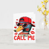 Funny Valentines Day Call Me Duck Hunting Men Wome カード (黄色い花)