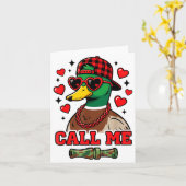 Funny Valentines Day Call Me Duck Hunting Men Wome カード (黄色い花)
