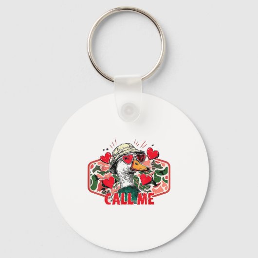 Funny Valentines Day Call Me Duck Hunting Men Wome キーホルダー (正面)
