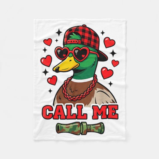 Funny Valentines Day Call Me Duck Hunting Men Wome フリースブランケット (正面)