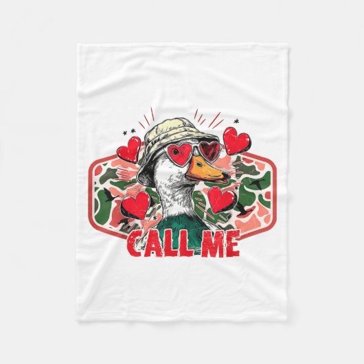 Funny Valentines Day Call Me Duck Hunting Men Wome フリースブランケット (正面)