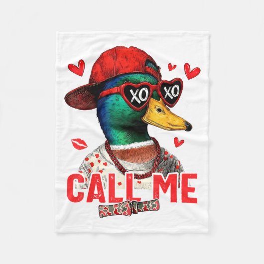 Funny Valentines Day Call Me Duck Hunting Men Wome フリースブランケット (正面)