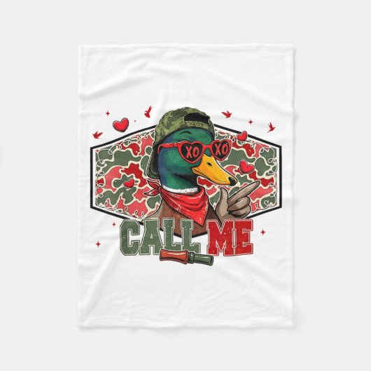 Funny Valentines Day Call Me Duck Hunting Men Wome フリースブランケット (正面)