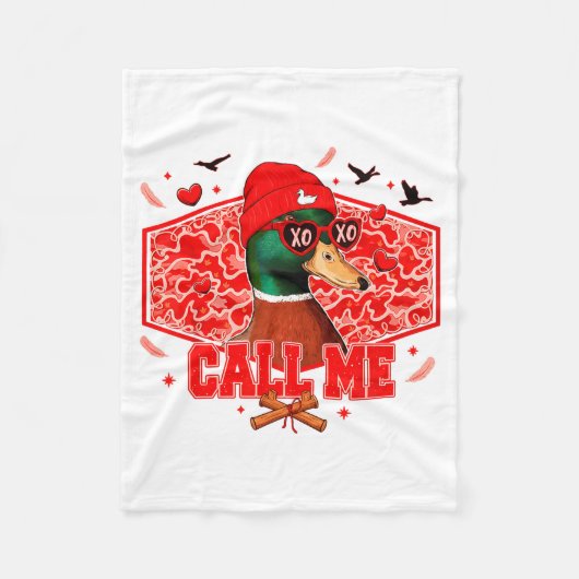 Funny Valentines Day Call Me Duck Hunting Men Wome フリースブランケット (正面)