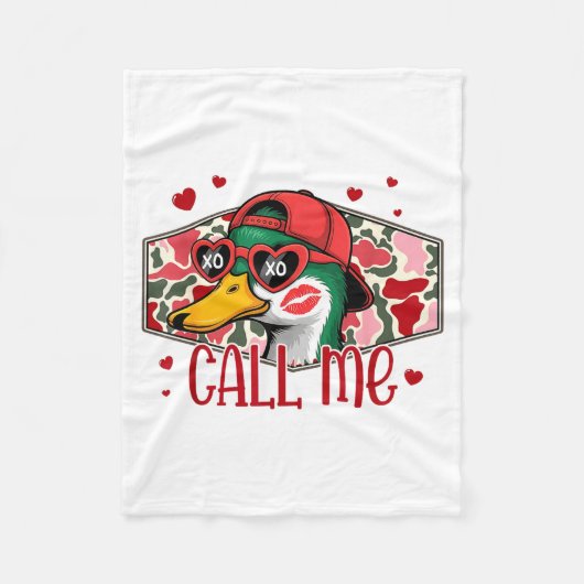 Funny Valentines Day Call Me Duck Hunting Men Wome フリースブランケット (正面)