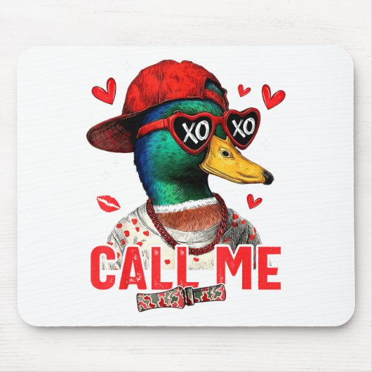 Funny Valentines Day Call Me Duck Hunting Men Wome マウスパッド (正面)