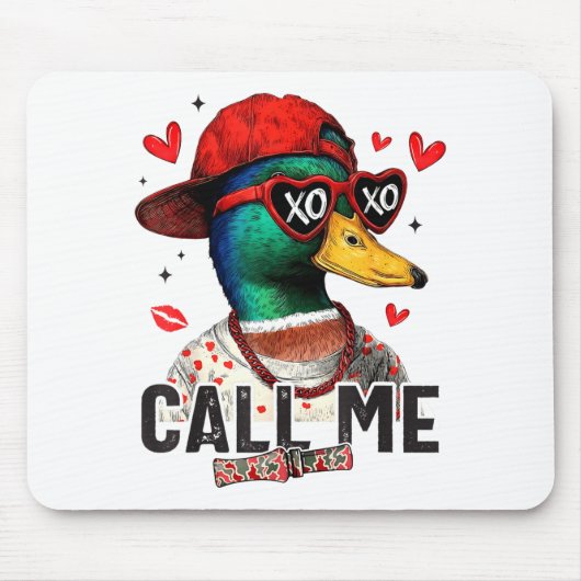 Funny Valentines Day Call Me Duck Hunting Men Wome マウスパッド (正面)
