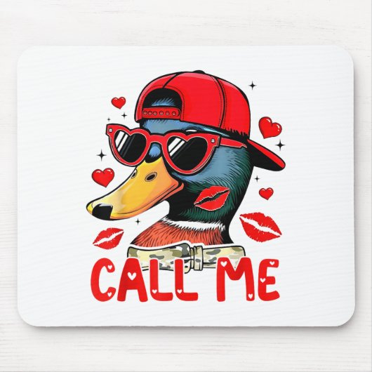Funny Valentines Day Call Me Duck Hunting Men Wome マウスパッド (正面)
