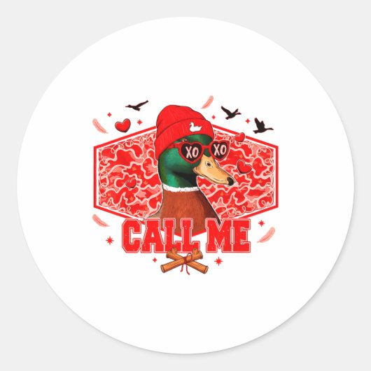 Funny Valentines Day Call Me Duck Hunting Men Wome ラウンドシール (正面)