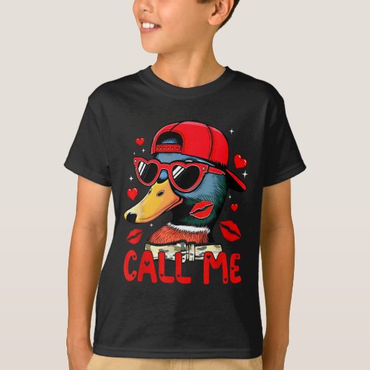 Funny Valentines Day Call Me Duck Hunting Men Wome Tシャツ (正面)