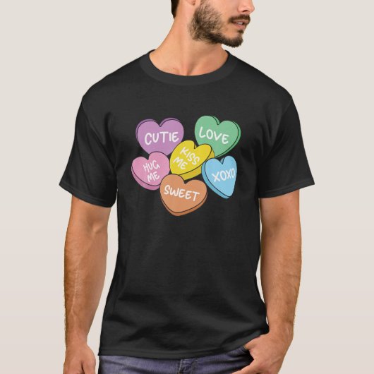 Funny Valentines Day Candy Heart Mens Womens Valen Tシャツ (正面)