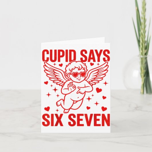 Funny Valentine's Day Cud Says Six Seven Meme Girl カード (正面)