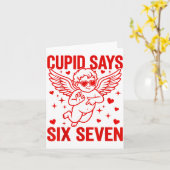 Funny Valentine's Day Cud Says Six Seven Meme Girl カード (黄色い花)