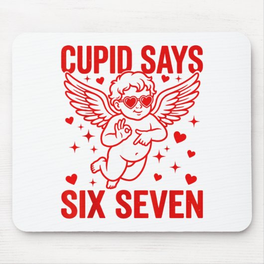Funny Valentine's Day Cud Says Six Seven Meme Girl マウスパッド (正面)