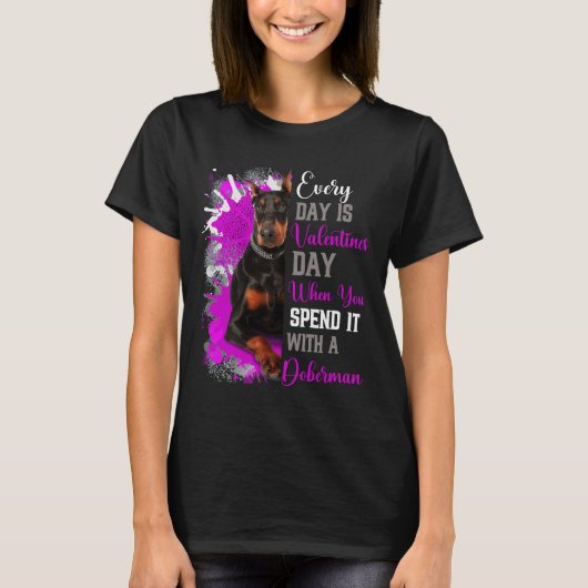 Funny Valentines Day Doberman Mom Mother Mommy Par Tシャツ (正面)