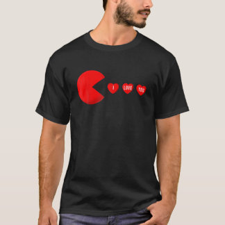 Funny Valentine's Day Eating Hearts , Gamer Men Wo Tシャツ