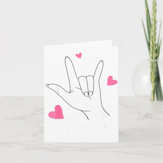 Funny Valentines Day Heart I Love You Hand Sign La カード (正面)