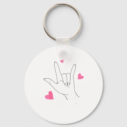 Funny Valentines Day Heart I Love You Hand Sign La キーホルダー (正面)