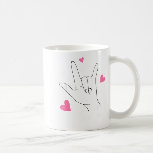 Funny Valentines Day Heart I Love You Hand Sign La コーヒーマグカップ (右)