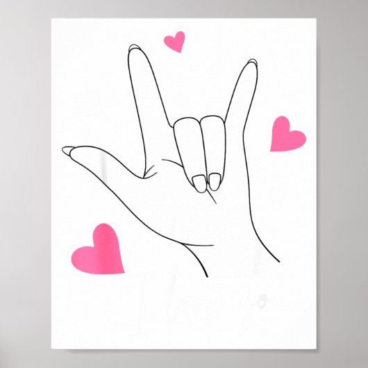 Funny Valentines Day Heart I Love You Hand Sign La ポスター (正面)