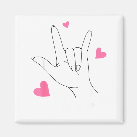 Funny Valentines Day Heart I Love You Hand Sign La マグネット (正面)