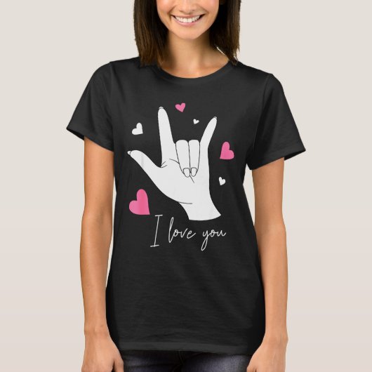 Funny Valentines Day Heart I Love You Hand Sign La Tシャツ (正面)