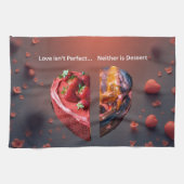 Funny Valentine's Day - Love Isn't Perfect キッチンタオル (横)