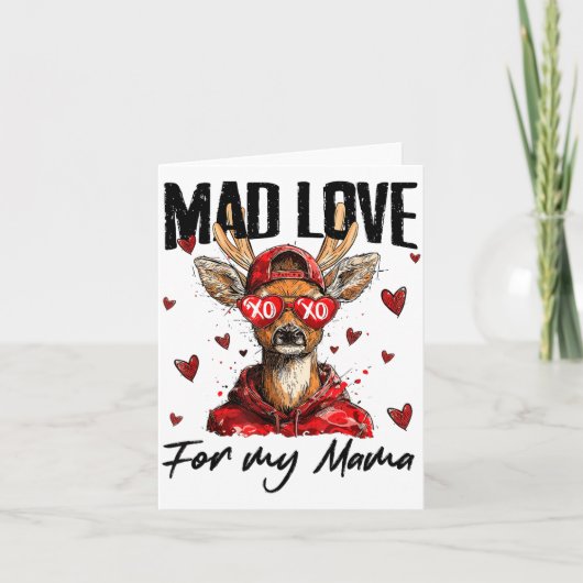 Funny Valentine's Day Mad Love For My Mama Deer Hu カード (正面)